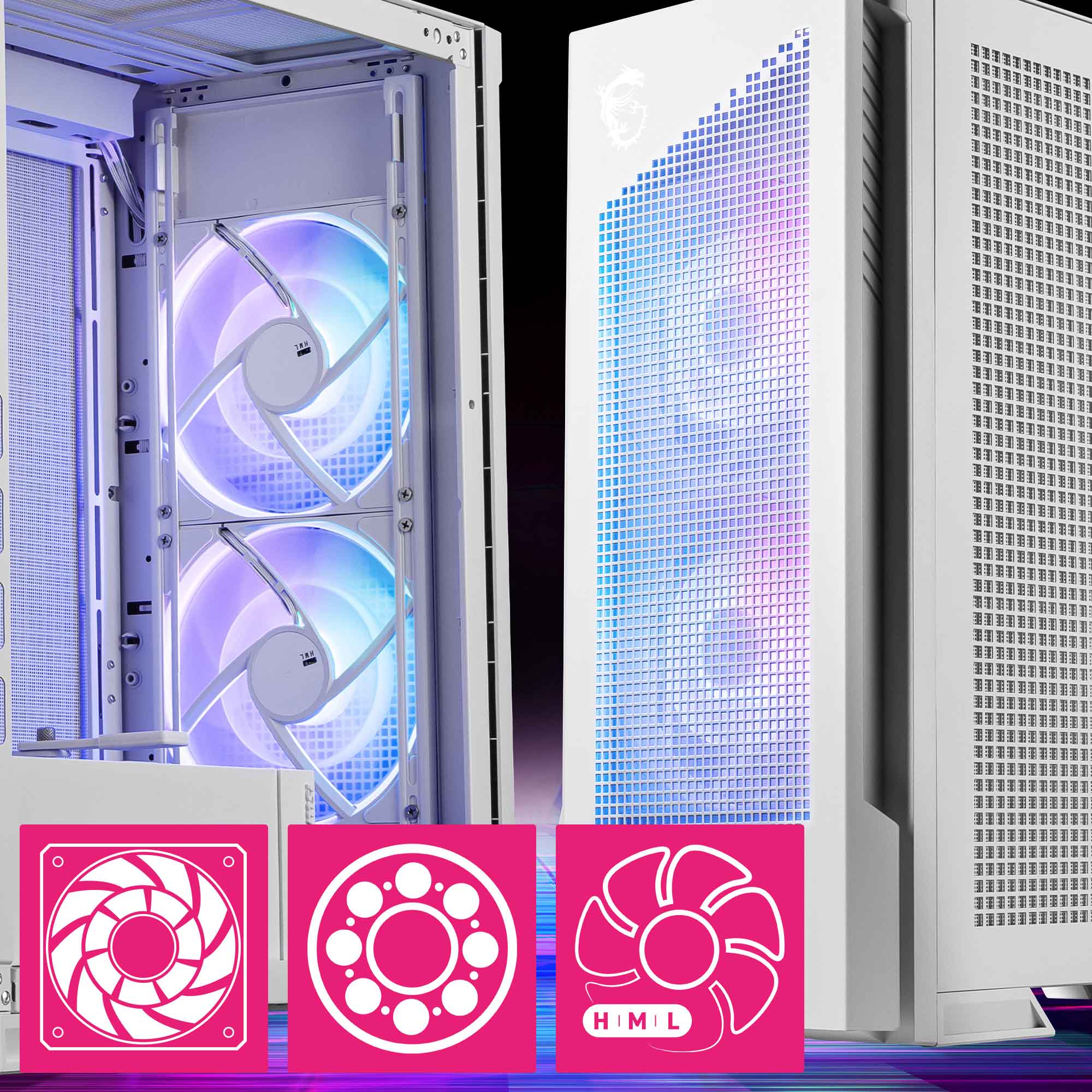 MSI MPG Velox 300R Airflow PZ White - Mid-Tower Gaming PC Case